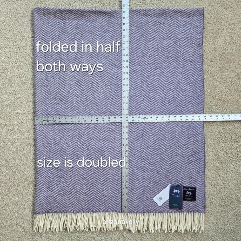 NWT Moon Merino Wool Herringbone Throw Blanket Purple Clover